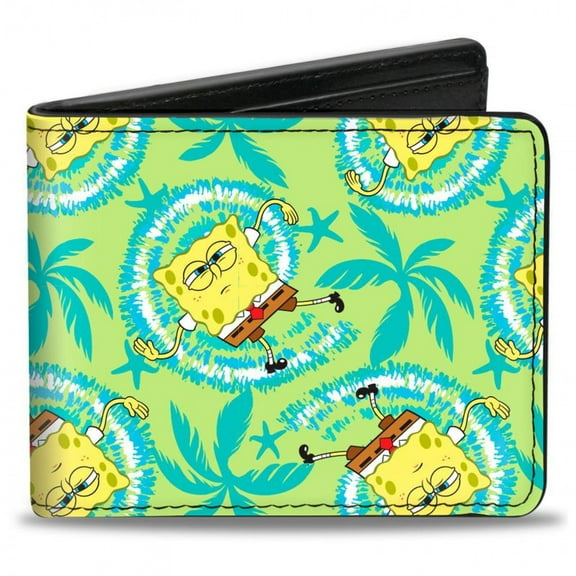 SpongeBob SquarePants Wavy Noodle Arm Pose Tropical Tie Dye Bi-Fold Wallet