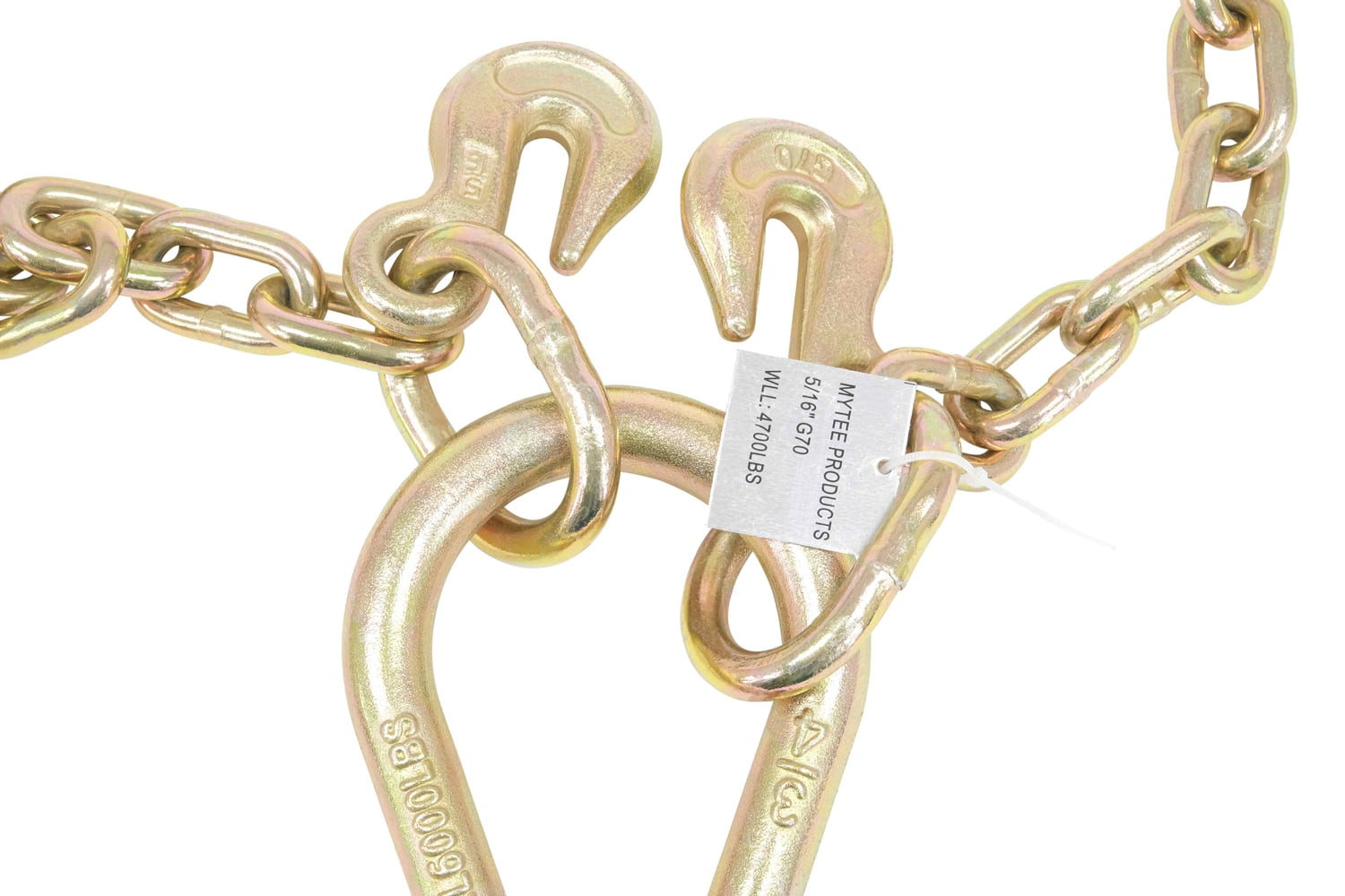 G70 5/16" V-Chain Bridle w/ 4" Mini J Hooks - Grab Hooks at Pear Link - 3ft Legs