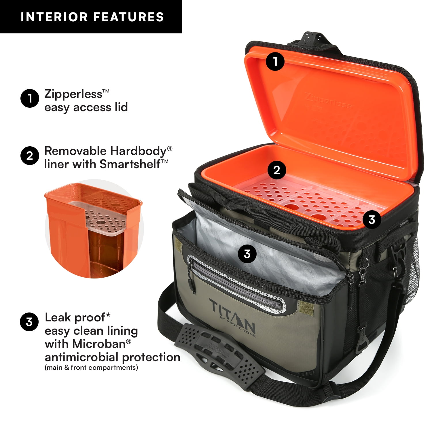 Titan by Arctic Zone 38-Can 25-Quart Iceless Zipperless Soft Cooler with Ice Blanket, Olive Green