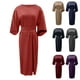 thumbnail image 4 of 2025 Vestido elegante de color liso para mujer con cintura alta, mangas murciélago, estilo informal, mezcla de poliéster, vestido de fiesta para todas las estaciones, 4 of 5