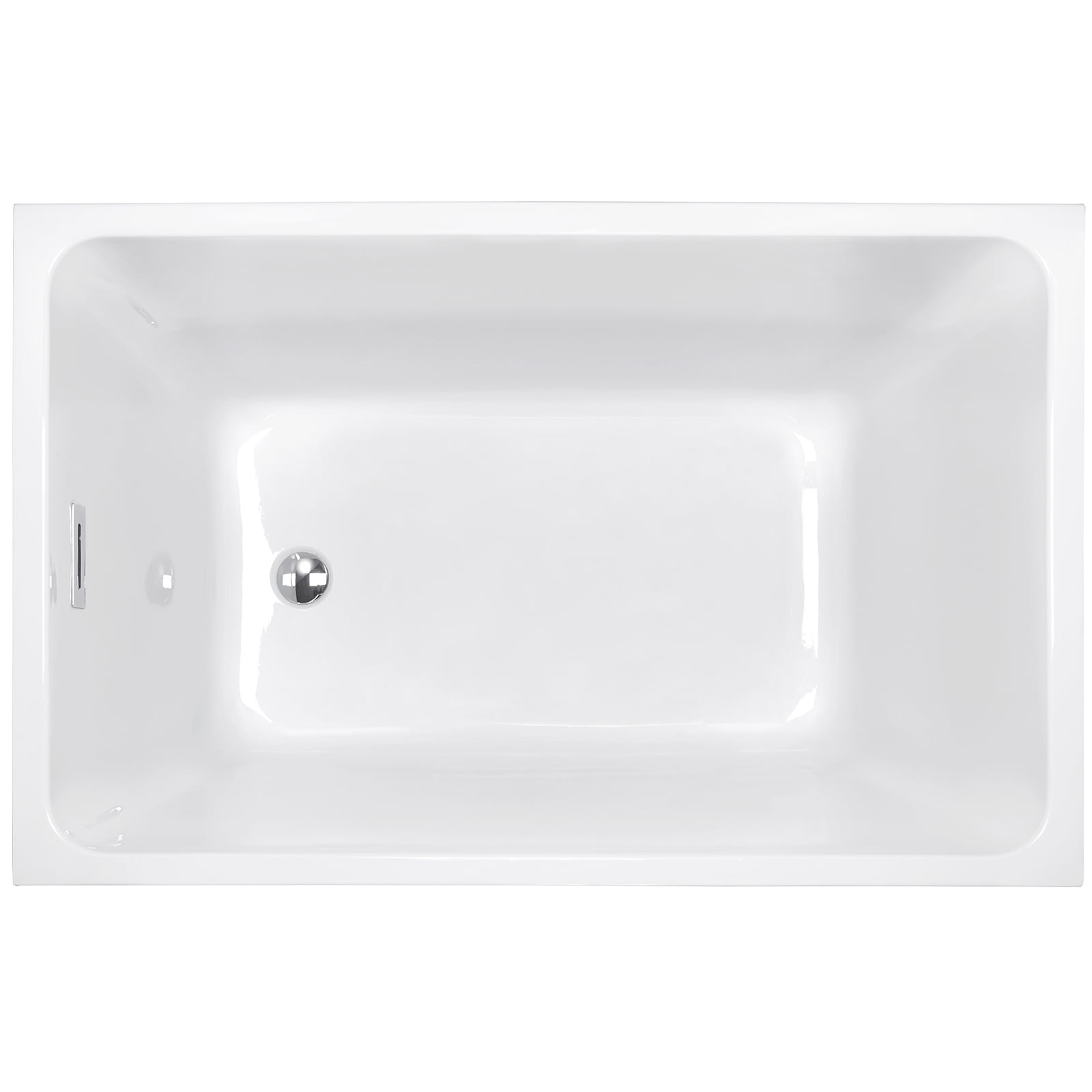 TrumanPick 43" Acrylic Freestanding Bathtub Square Shape Soaking Tub, , Chrome Overflow & Pop-Up Drain, White