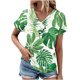 thumbnail image 1 of Tops Cortos para Mujeres Manga Corta V-Cuello Botón Decoración Plisado, Top Casual para la Primavera Y el Verano, 1 of 4