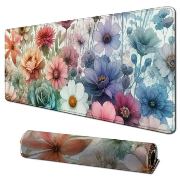 Ergonomic Mouse Pad with Wrist Support, Memory Foam Wrist Rest Mouse Pads, Cute Computer Laptop Office Accessories Decor, Mousepad for Gaming Work Women Girls, Pink Flowers