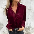 thumbnail image 2 of ShomPort Womens Velvet Button Down Shirt Vintage Collared Long Sleeve Shirt with Pockets Regular & Plus Size, 2 of 7