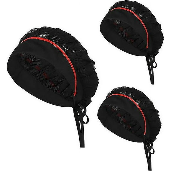 3 Pieces Chef's Hat Black Chef's Hat Adjustable Beanie Cap Kitchen Service And Other Work Women's Kitchen Jacket Chef's Hat