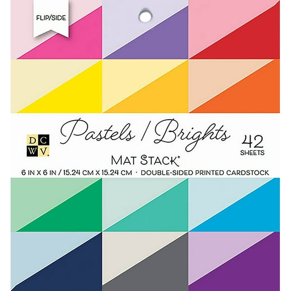 DCWV Double-Sided Cardstock Stack 6"X6" 42/Pkg-Flip/Side Pastels & Brights Solid