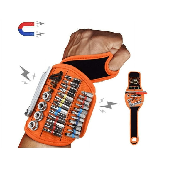 Magnetic Wristband with 16 Super Strong Magnets for Holding Screws, Nails, Drill Bits, Magnetic Wrist Band Tool Holder, Tool Gifts for DIY Handyman, Dad, Husband, Boyfriend, Him, Men, Women