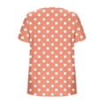 thumbnail image 5 of Women’s Polka Dot T-Shirt Fashion Asymmetrical Neck Short Sleeve Button Tee Summer Loose Tops Daily Wear ,Orange,XXL, 5 of 7