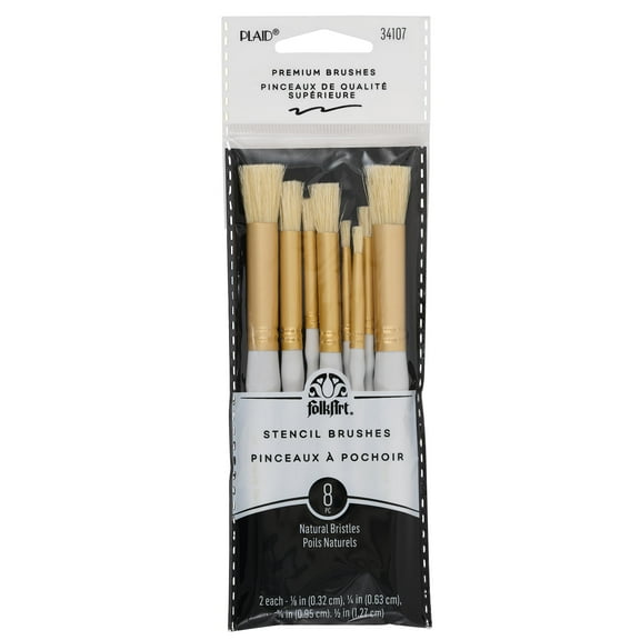 FolkArt 34107E Paintbrush Set, Short Handle Stencil Brush Set, 8 Piece