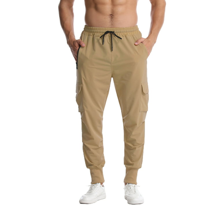 Korrespondent tåbelig sikring IZhansean Mens Jogger Sweatpants Streetwear Fitting Casual Long Pants  Drawstring Cargo Trousers Khaki L - Walmart.com