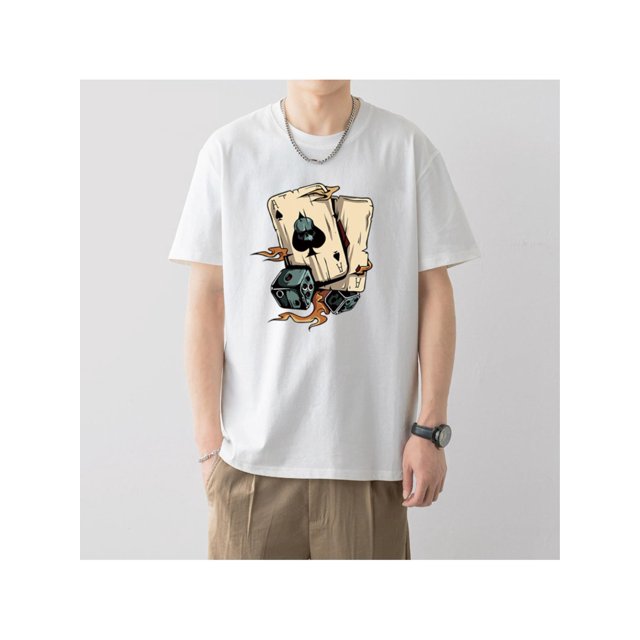 Men's Ace of Spades Graphic T-Shirt - Dark Color, Breathable Cotton, Crewneck, Short Sleeve, Casual Summer Wear, Everyday Tshirt|Graphic Tee|Knitted Craftsmanship