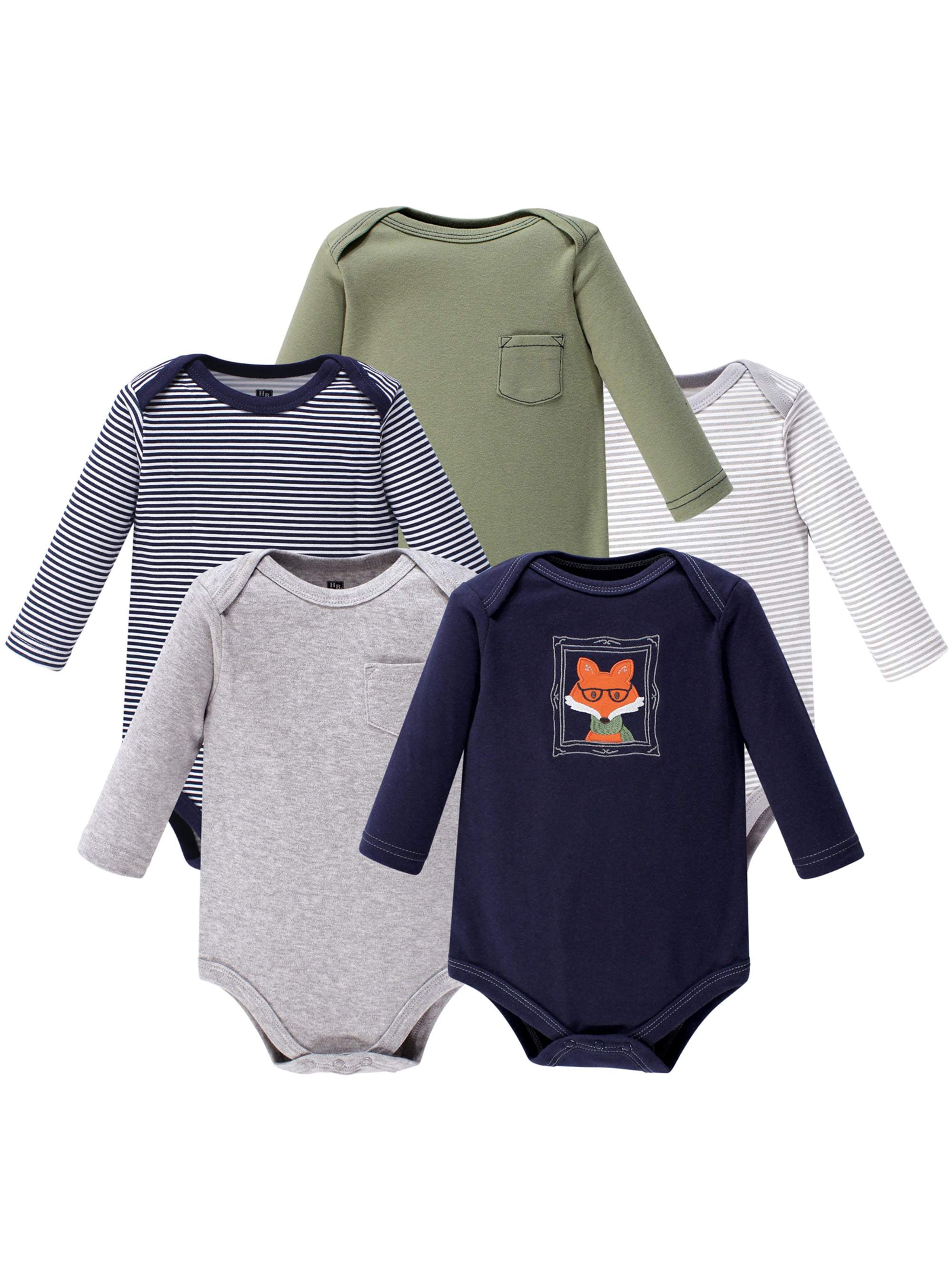 Heather Gray Hudson Baby Boy and Girl Long Sleeve Bodysuits 8-Pack