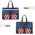 thumbnail image 2 of Salouo Butterfly With USA Flag for Canvas Tote File Bag, Tote Bag With Zipper Business Briefcase Document Bag with Handle A4 File Organizer Laptop Bag for Travel & Work, 2 of 8