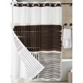 thumbnail image 3 of No Hook Shower Curtain with Snap-in Liner, Black Striped Waterproof Fabric Bathroom Curtains, Farmhouse Stripes Modern Abstract Art Bath Curtains & Mesh Top Window 60"x72", 3 of 9