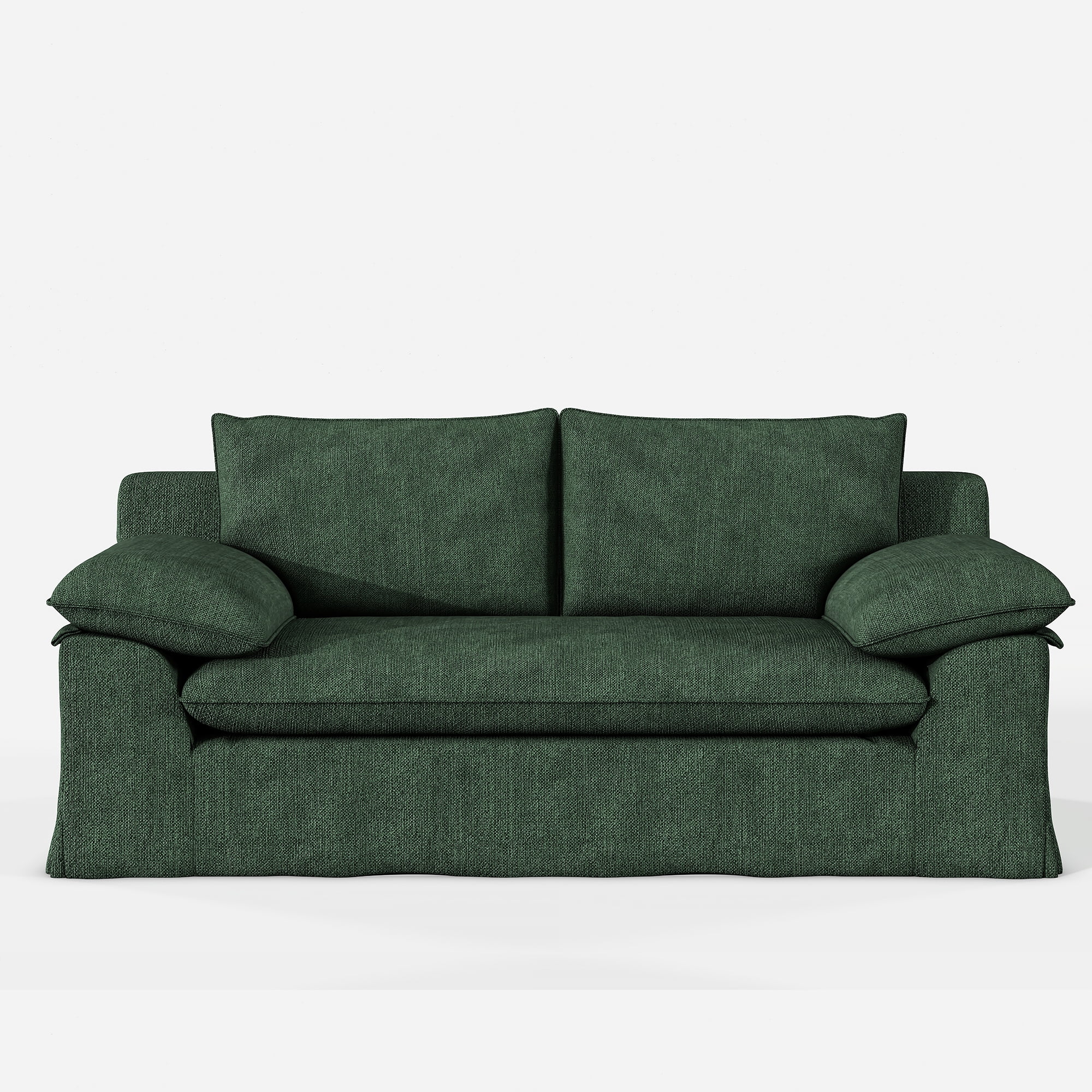 Modern Compression Loveseat Sofa with Removable Washable Cover,Deep Seat Linen Fabric Upholstered Couch with High-Density Foam for Living Room,Apartmen,No Assembly Required,Green