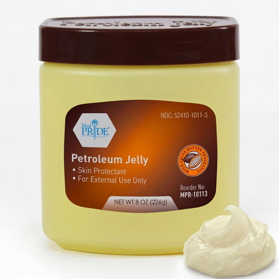 MEDPRIDE Baby Petroleum Jelly Cocoa Butter 8 Oz White – Moisturizer for Dry Skin, Chapped Lips, Burns, Eczema, Baby Scented Petroleum Jelly