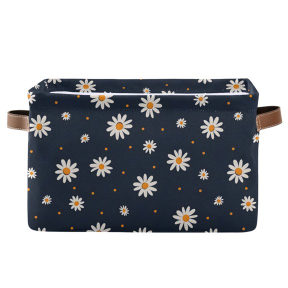 Storage Bins with Handle Fabric Organizer Basket Foldable Box 1 Pack Cute Little Daisy 14.2x10.2x8.3