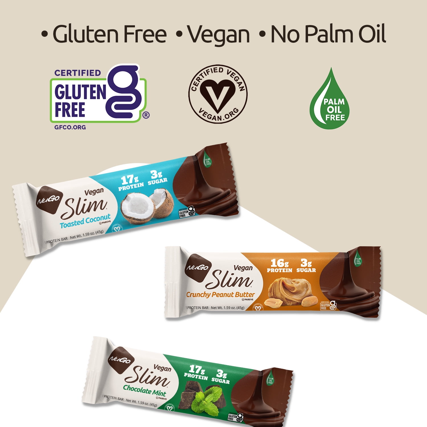NuGo Slim Dark Chocolate Espresso, 16g Vegan Protein, 3g Sugar, 7g Fiber, 170 Calorie, Low Net Carbs, Gluten Free, 24 Count