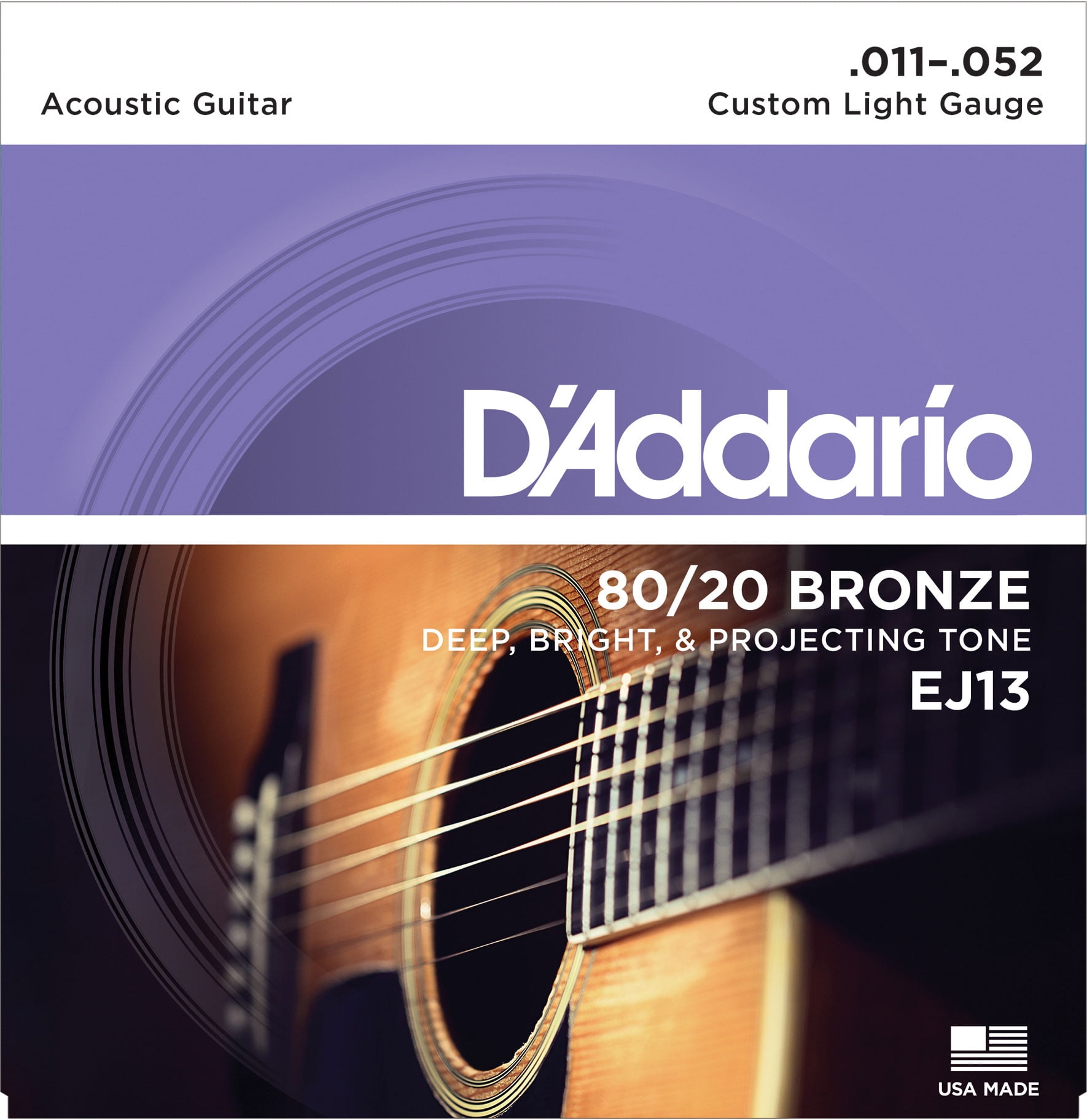 D'Addario EJ13 80/20 Bronze Acoustic Guitar Strings, Custom Light, 1152 Walmart Canada