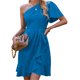 thumbnail image 4 of SAYOO , vestidos de noche de verano para mujer, color sólido, un hombro, volantes, minivestido de fiesta para mujer SAYOO Moda, 4 of 9