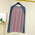 thumbnail image 3 of Ohufall Fall Pajamas Tops Tees for Women Long Sleeve Color Block T Shirts Round Neck Loose Comfort Pajama Top, 3 of 5