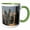 Green/White, variant on 3drose, Singapore, Elevated Skyline View Above Fullerton Hotel, Dawn, 11oz Two-tone Green Mug