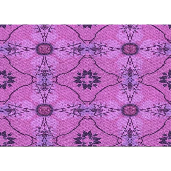 Ahgly Company Indoor Rectangle Patterned Bright Neon Pink Purple Area Rugs, 8' x 12'