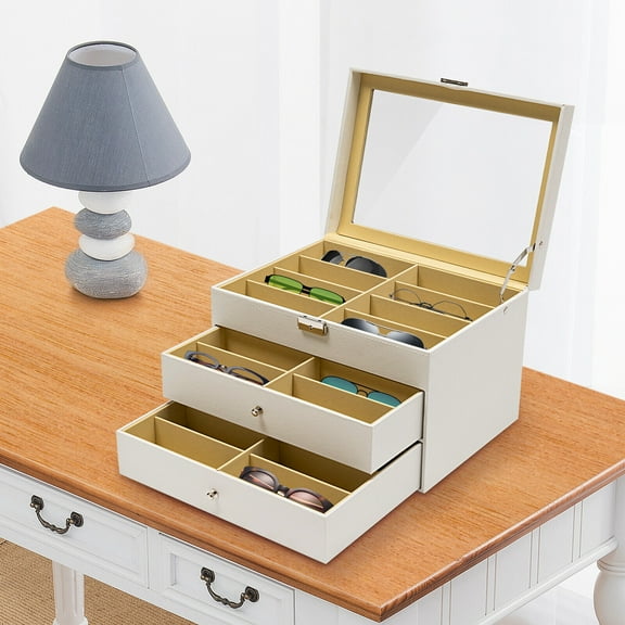 24-Slot Glasses Storage Display Case Organizer Box For Sunglasses Eyeglass Gift