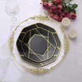 thumbnail image 2 of Efavormart 10 Pack | 10" Black / Gold Geometric Design Plastic Dessert Plates, Disposable Octagon Salad/Appetizer Party Plates, 2 of 11