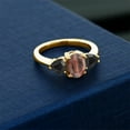 thumbnail image 3 of Gem Stone King 1.97 Ct Oval Red Tiger Eye Black Onyx 18K Yellow Gold Plated Silver Ring (Size 5), 3 of 4