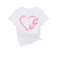 thumbnail image 4 of Fshinging Women Heart Butterfly Print Short Sleeve Tops Summer Fashion Casual T-Shirts White XL, 4 of 5