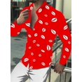 thumbnail image 1 of Camisas de solapa de moda para hombres y mujeres con labios rojos 2024 nuevas camisas hawaianas de ocio y entretenimiento primavera y verano, 1 of 6