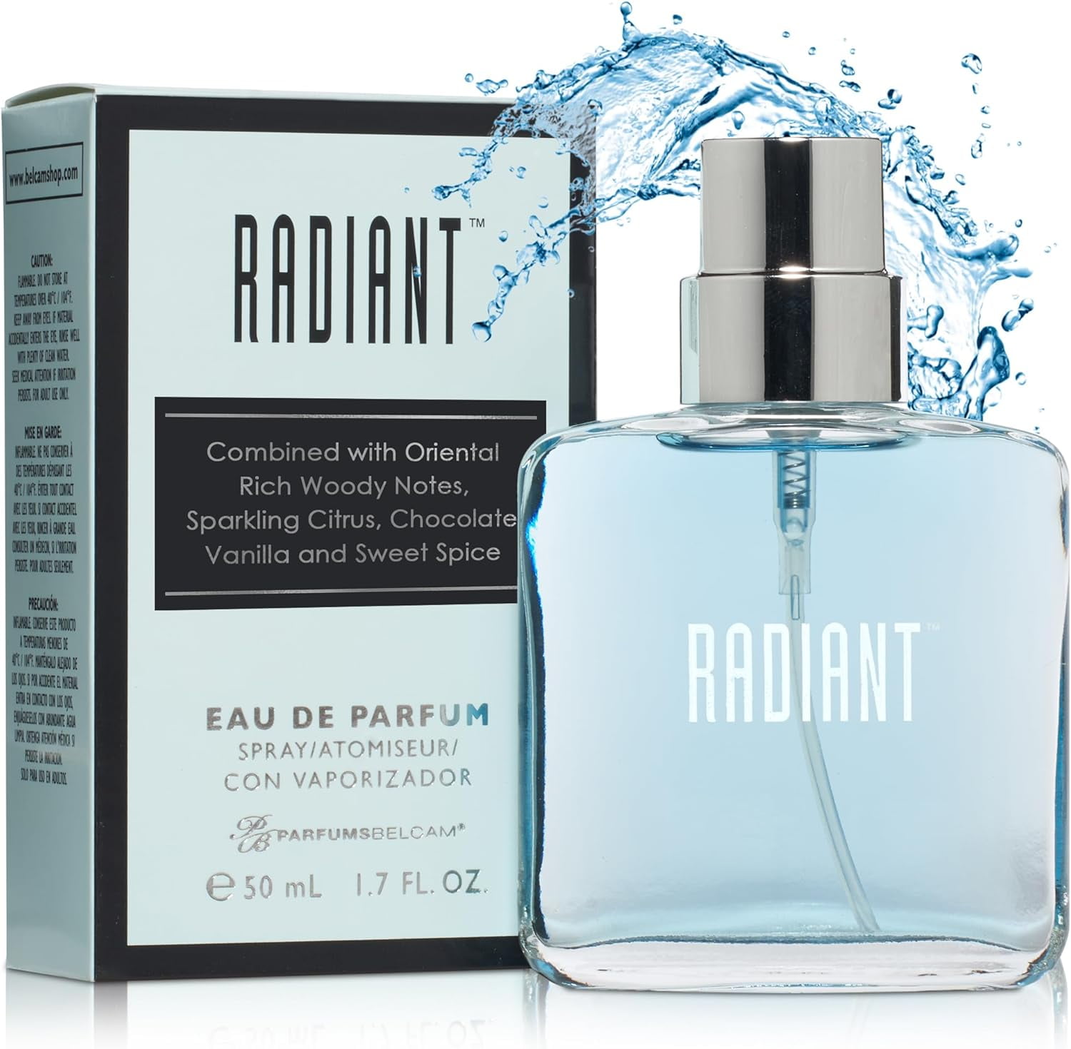 PB ParfumsBelcam Radiant Eau de Toilette Vaporisateur pour Femmes, Parfum Sucré et Sophistiqué pour Tous les Jours, 50 ml