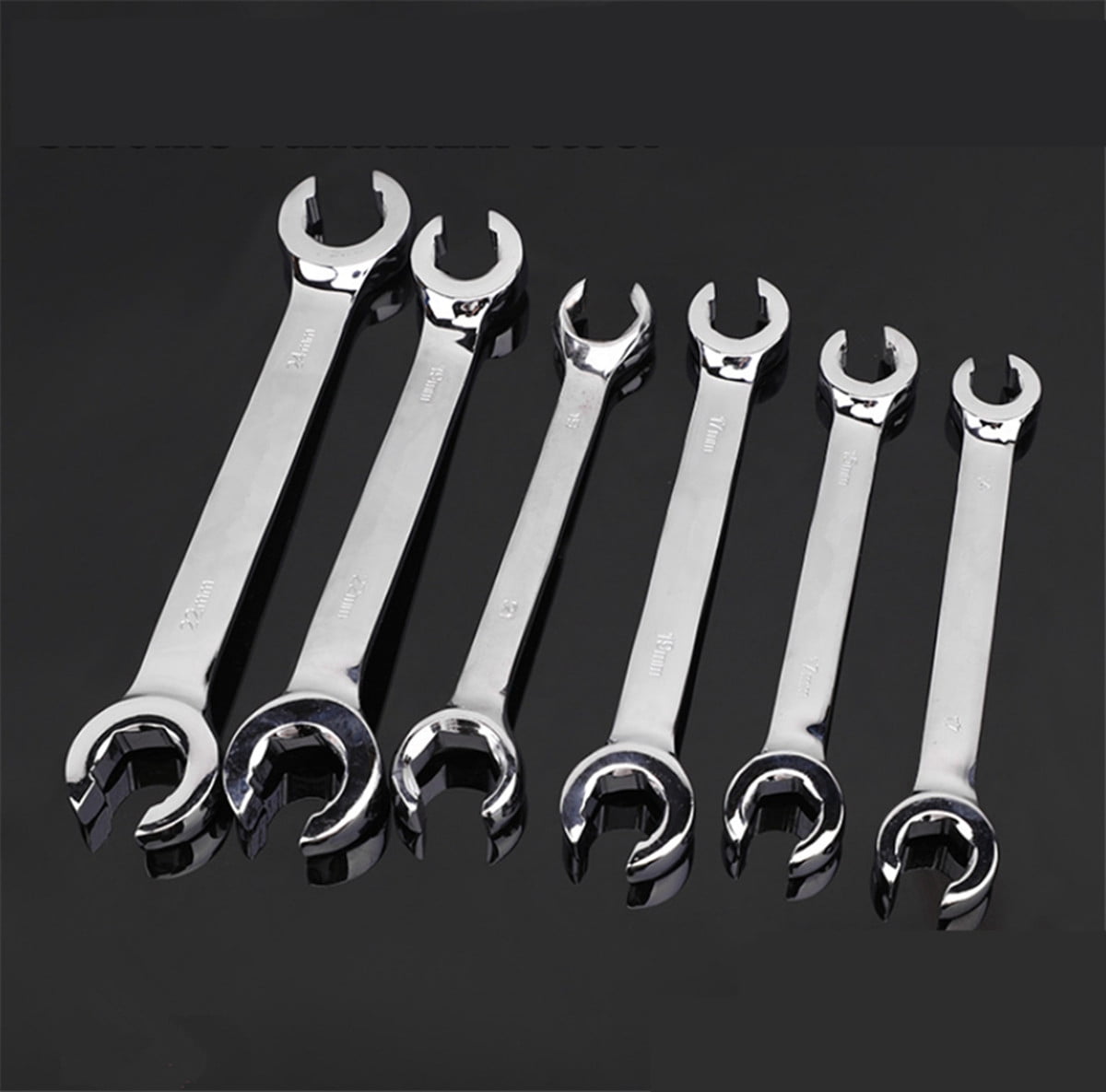 Phyun 6Pcs 6 Point Chrome Vanadium Steel Metric Flared Nut Spanner Wrench Set 6mm-19mm
