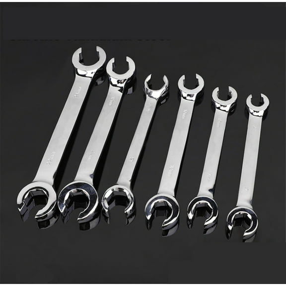 6Pcs 6 Point Chrome Vanadium Steel Metric Flared Nut Spanner Wrench Set 6mm-19mm