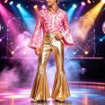 thumbnail image 2 of HOWPAY Halloween Costumes for Men Disco One Piece Jumpsuit Dance Outfit Retro Role Play Fancy Bodysuit For Masquerade Carnival Party Stage Event Halloween Costumes XXL, 2 of 9