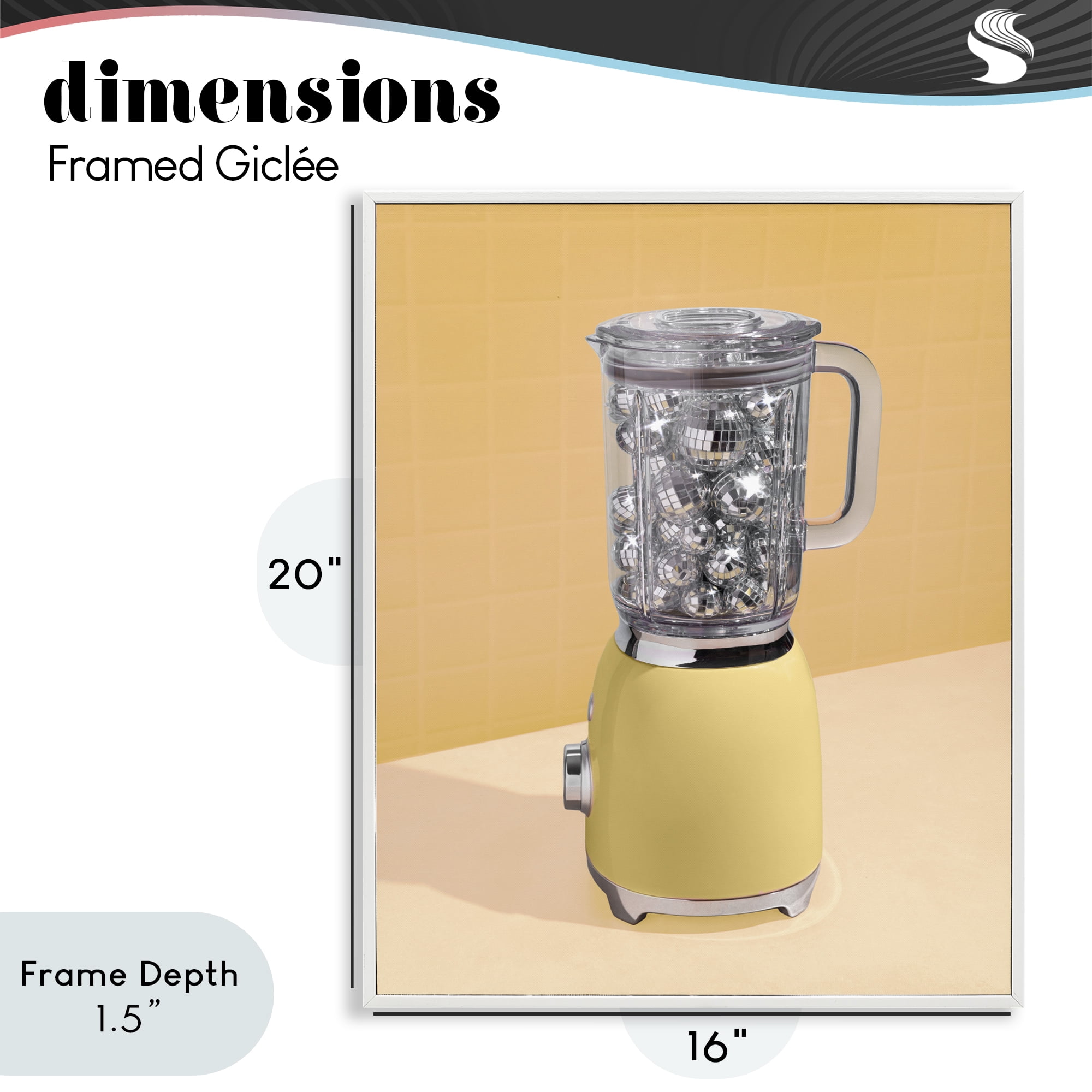 Stupell Industries Disco Drink Blender over Yellow White Framed Giclee Art, design by LISH Creative