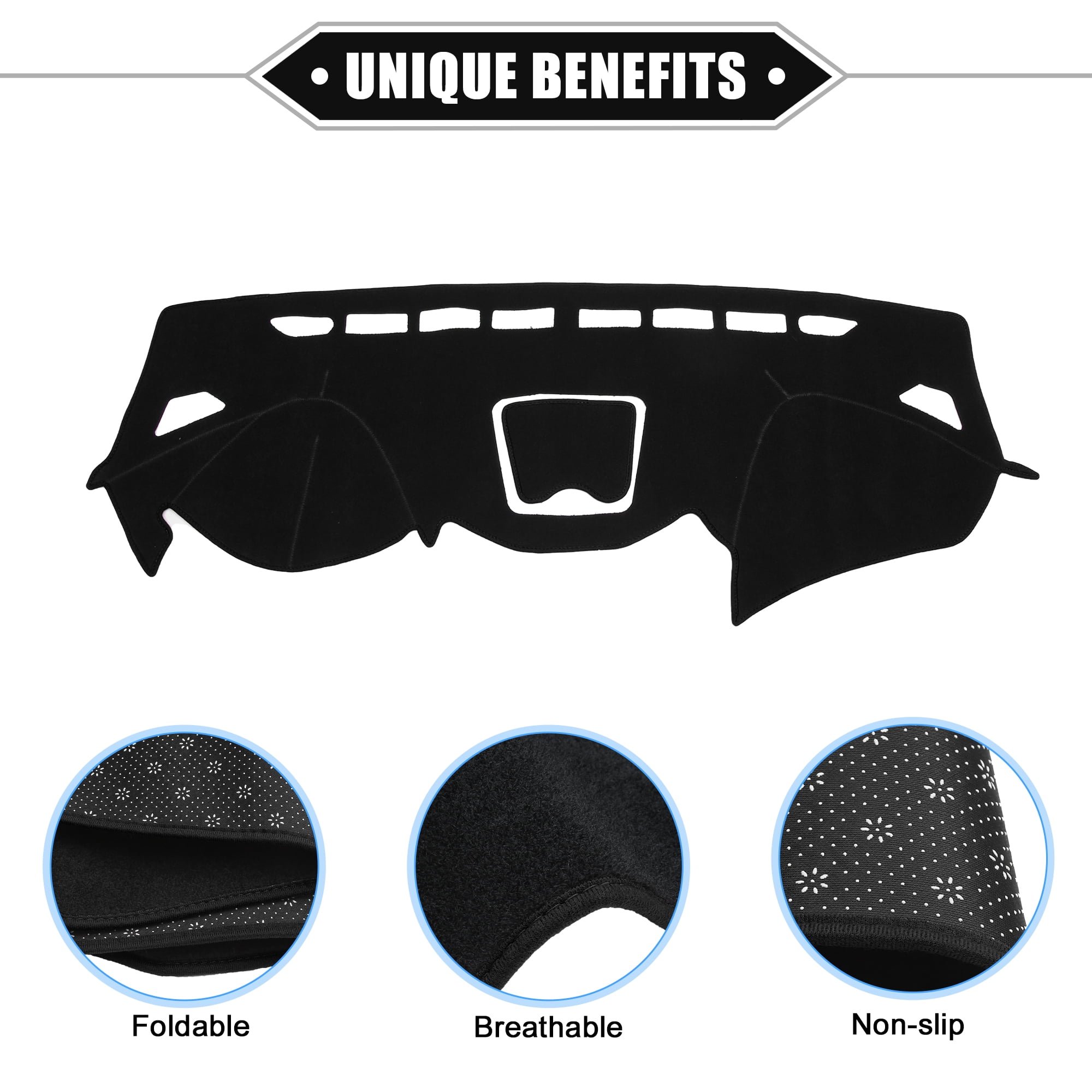Unique Bargains Dashboard Cover for Hyundai Santa 2013-2018 Non-slip Polyester Black Dash Cover Mat Protector Cover