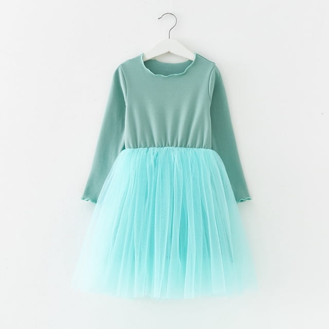 Robes pour Filles pour le Jeu Quotidien et les Fêtes, Robe de Fête à Manches Longues avec Superposition en Filet pour Tout-Petites, Style Confortable pour les Sorties Décontractées Quotidiennes