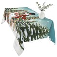 thumbnail image 2 of Teal Christmas Snowman Table Cloth Waterproof Tablecloths, Xmas Tree Snowflake Botanical Tablecloth Dining Table Cover for Kitchen Party Tabletop Outdoor, Rectangle Tablecloth 60x120 Inch, 2 of 9
