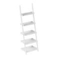 Somerset Home Leaning Ladder Shelves, 5 Tier Bookcase (White)