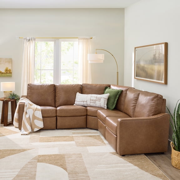 Better Homes & Gardens Allen Faux Leather Power Reclining Sectional, Cocoa