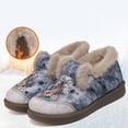 thumbnail image 2 of Women's Embroidery Plush Casual Walking Shoes Fluffy Non Slip Loafers Comfortable Winter Warm Slip On Sneakers Gray Size 7, 2 of 5
