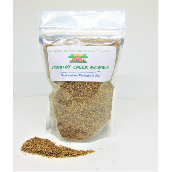 Mediterranean Oregano Seasoning 4 oz- A pungent herb with Bitter, Grassy Flavors and a Trace of Mint- Country Creek LLC- One of The Most recognized Herbs That adds Plenty of Taste to Food.