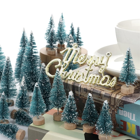 55 Pcs Mini Christmas Tree Sisal Snow Pine Tree Building Tree Winter Snow Christmas Ornaments
