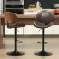thumbnail image 5 of YEXJ Bar Stools Set of 2, Swivel Adjustable Height Barstools, PU Leather Upholstered Bar Chairs with Footrest, Bentwood Bar Stool for Kitchen, Bar, Dining Room-2-Brown, 5 of 16