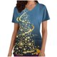 thumbnail image 1 of Blusa de Manga Corta, Cuello en V Impresión de Bolsillo Superior, Moda de la Mujer Casual Poliéster Blusa de Spandex, 1 of 5