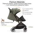 thumbnail image 6 of Gromast Compact Fold Baby Stroller, Lightweight Travel Toddler Stroller with One-Click Fold, Extendable UPF50+ Canopy, Cup Holder, UV Protected and Waterproof, One-Hand Folding - Green, 6 of 7