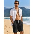 thumbnail image 3 of COOFANDY Linen Shorts for Men Elastic Waist Drawstring Casual Lightweight Summer Beach Shorts, 3 of 7
