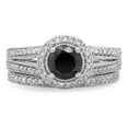 thumbnail image 2 of Dazzlingrock Collection 1.25 Carat (ctw) 18K White & Black Diamond Halo Bridal Engagement Set 1 1/4 CT, White Gold, Size 6, 2 of 5